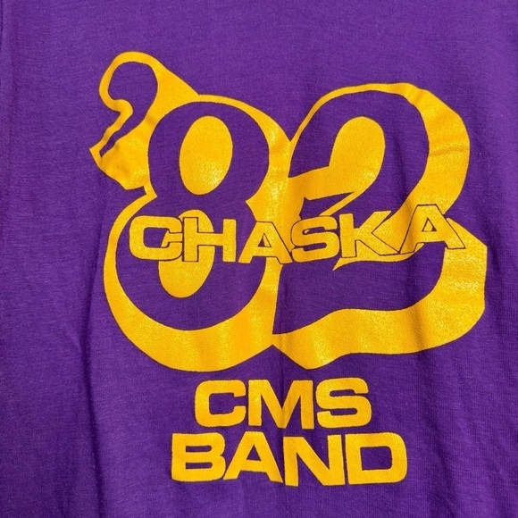 Vintage Chaska Minnesota MN CMS Band 1982 Ringer T Shirt Purple Womens Xs/S - Picture 5 of 6